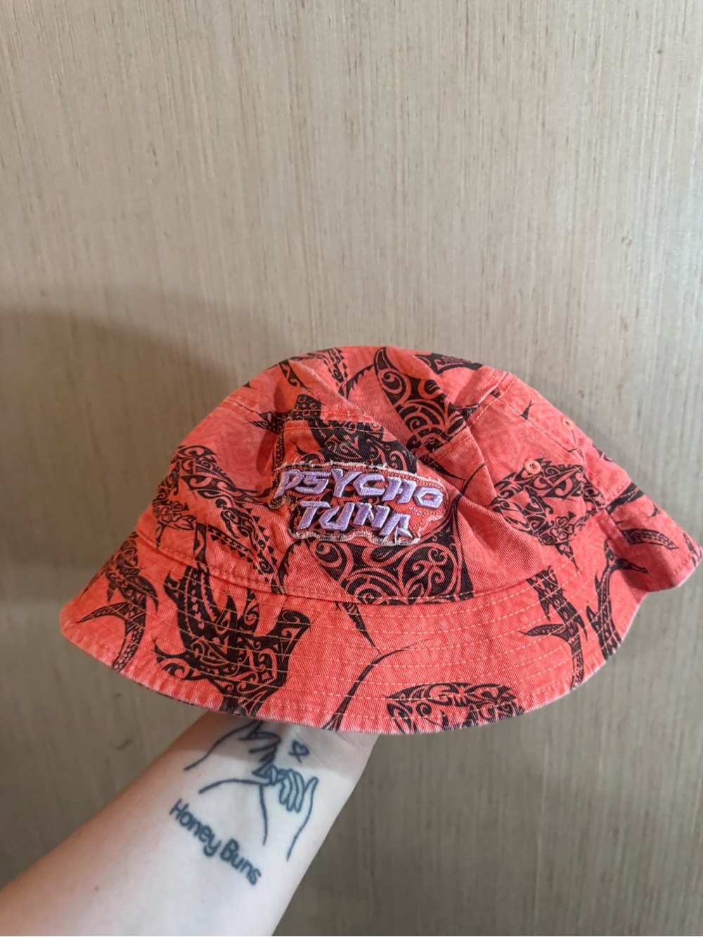 Men’s Psycho Tuna Cotton Orange Patterned Bucket Hat